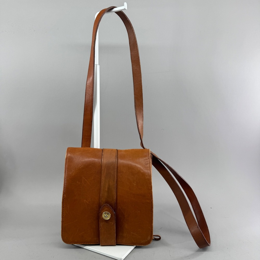 Unbranded Women Brown Genuine Leather Crossbody Travel Organizer Bag Small